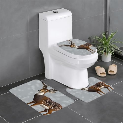 Pegqcvam Graue Pflaume Hirsch 3-teiliges Badezimmerteppich-Set, voll bedruckt, weiche rutschfeste Matten, geeignet für Badezimmer, Toiletten und Böden. Pegqcvam Graue Pflaume Hirsch 3-teiliges Badezimmerteppich-Set, voll bedruckt, weiche rutschfeste Matten, geeignet für Badezimmer, Toiletten und Böden. von PEGQCVAM