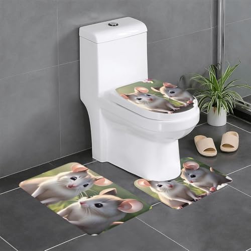 Pegqcvam Mouse in Love 3-teiliges Badezimmerteppich-Set, vollständig bedruckt, weiche rutschfeste Matten, geeignet für Badezimmer, Toiletten und Böden. Pegqcvam Mouse in Love 3-teiliges Badezimmerteppich-Set, vollständig bedruckt, weiche rutschfeste Matten, geeignet für Badezimmer, Toiletten und Böden. von PEGQCVAM