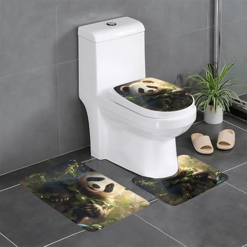 Pegqcvam Niedliches Panda-Pflanzen-Set, 3-teilig, vollständig bedruckt, weiche rutschfeste Matten, geeignet für Badezimmer, Toiletten und Böden. Pegqcvam Niedliches Panda-Pflanzen-Set, 3-teilig, vollständig bedruckt, weiche rutschfeste Matten, geeignet für Badezimmer, Toiletten und Böden. von PEGQCVAM