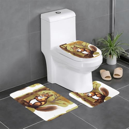 Pegqcvam Nut-Eating Eichhörnchen 3-teiliges Badezimmerteppich-Set, vollständig bedruckt, weiche rutschfeste Matten, geeignet für Badezimmer, Toiletten und Böden. Pegqcvam Nut-Eating Eichhörnchen 3-teiliges Badezimmerteppich-Set, vollständig bedruckt, weiche rutschfeste Matten, geeignet für Badezimmer, Toiletten und Böden. von PEGQCVAM