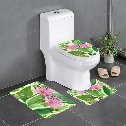 Pegqcvam Rosa Pflanzenblumen 3-teiliges Badezimmerteppich-Set, vollständig bedruckt, weiche rutschfeste Matten, geeignet für Badezimmer, Toiletten und Böden. Pegqcvam Rosa Pflanzenblumen 3-teiliges Badezimmerteppich-Set, vollständig bedruckt, weiche rutschfeste Matten, geeignet für Badezimmer, Toiletten und Böden. von PEGQCVAM