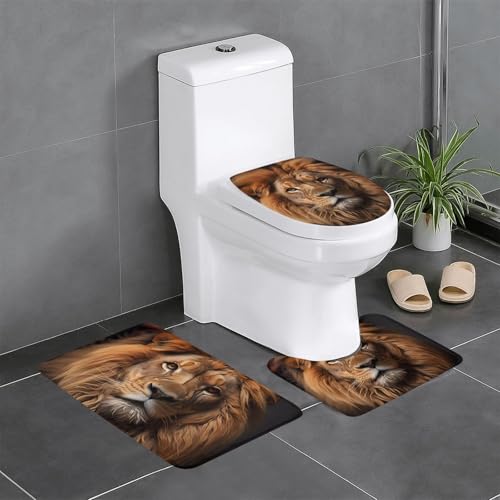 Pegqcvam The Lion's Gaze 3-teiliges Badezimmerteppich-Set, vollständig bedruckt, weiche rutschfeste Matten, geeignet für Badezimmer, Toiletten und Böden. Pegqcvam The Lion's Gaze 3-teiliges Badezimmerteppich-Set, vollständig bedruckt, weiche rutschfeste Matten, geeignet für Badezimmer, Toiletten und Böden. von PEGQCVAM
