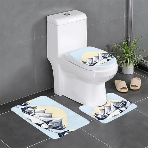 Pegqcvam White Snowy Mountains 3-teiliges Badezimmerteppich-Set, vollständig bedruckt, weiche rutschfeste Matten, geeignet für Badezimmer, Toiletten und Böden. Pegqcvam White Snowy Mountains 3-teiliges Badezimmerteppich-Set, vollständig bedruckt, weiche rutschfeste Matten, geeignet für Badezimmer, Toiletten und Böden. von PEGQCVAM
