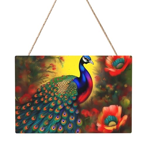 Pfauenblumen, rechteckig, 20,3 x 30,5 cm, elegante, moderne Wanddekoration für Zuhause, um Ihren Raum zu verschönern von PEGQCVAM