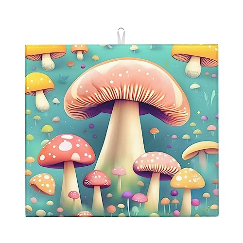 Pretty Little Mushrooms Abtropfmatte für Küche Wasserabsorbierend, schnell trocknend, rutschfest, geeignet für Geschirr, einfach zu lagern und zu reinigen. von PEGQCVAM