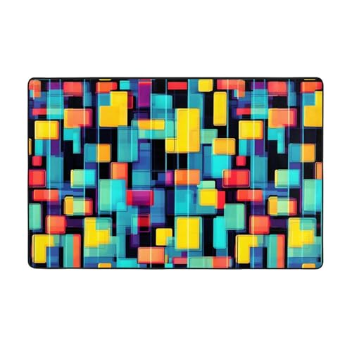 Quadratischer Geometriediagramm, weicher Flanell-Teppich, 152,4 x 99,1 cm, rutschfester Memory-Schaum, ideal für Wohnzimmer und Büro. von PEGQCVAM