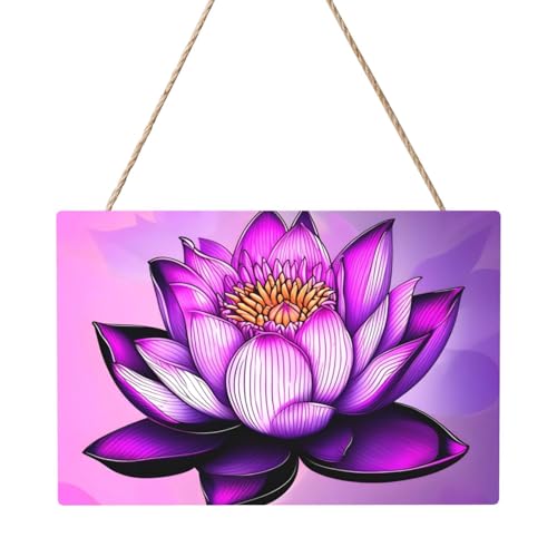 Rechteckige Lotus-Bilderplatte, violett, 20,3 x 30,5 cm, elegante, moderne Wanddekoration für Zuhause, um Ihren Raum zu verschönern. von PEGQCVAM