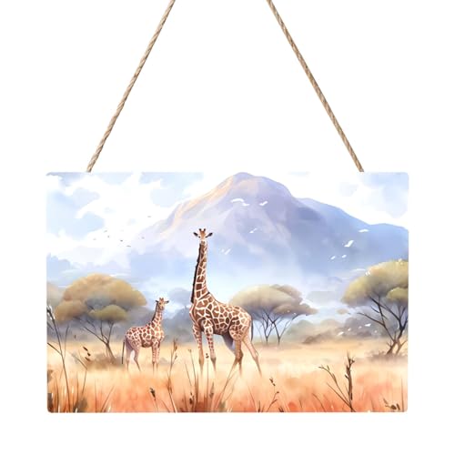 Rechteckige Tafelmalerei Afrikanische Savanne Giraffe 20,3 x 30,5 cm Elegante, moderne Wanddekoration für Ihr Zuhause zur Verschönerung Ihres Raumes von PEGQCVAM