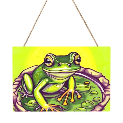 Rechteckiges Bild Frosch im Teich, 20,3 x 30,5 cm, elegante, moderne Wanddekoration für Zuhause, um Ihren Raum zu verschönern von PEGQCVAM