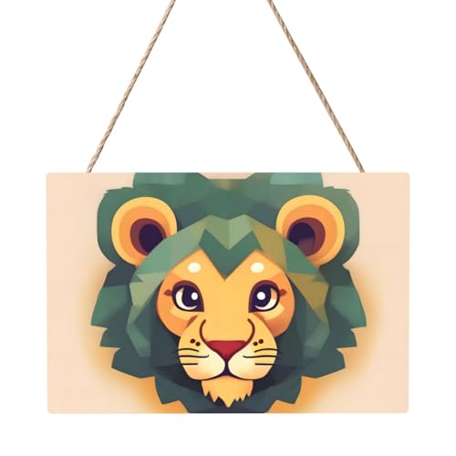 Rechteckiges Bild mit Cartoon-Löwen-Motiv, 20,3 x 30,5 cm, elegante, moderne Wanddekoration für Zuhause, um Ihren Raum zu verschönern. von PEGQCVAM