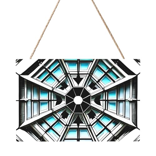 Rechteckiges Bild mit achteckigem Gebäude, 20,3 x 30,5 cm, elegante, moderne Wanddekoration für Zuhause, um Ihren Raum zu verschönern. von PEGQCVAM