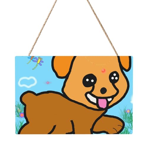 Rechteckiges Bild mit laufendem Cartoon-Hund, 20,3 x 30,5 cm, elegante, moderne Wanddekoration für Zuhause, um Ihren Raum zu verschönern von PEGQCVAM