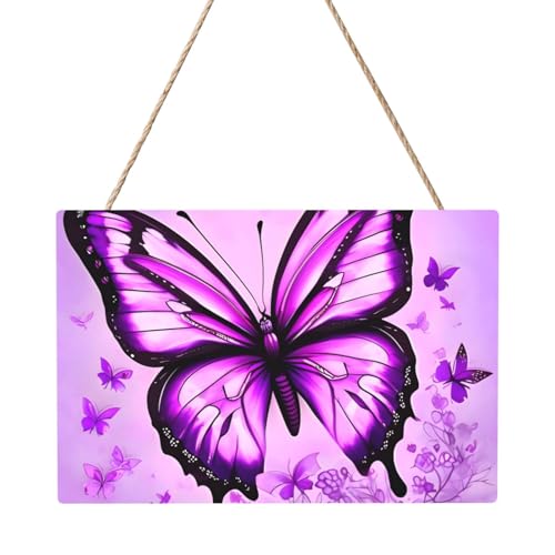 Rechteckiges Bild mit violettem Schmetterling, 20,3 x 30,5 cm, elegante, moderne Wanddekoration, um Ihren Raum zu verschönern. von PEGQCVAM