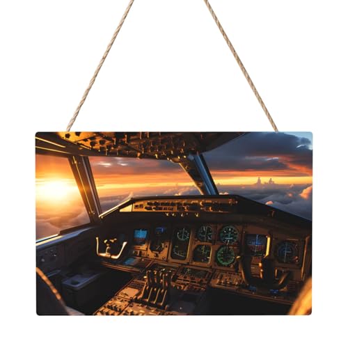 Rechteckiges Paneelgemälde im Flugzeug-Cockpit, 20,3 x 30,5 cm. Elegante, moderne Wanddekoration für Ihr Zuhause. von PEGQCVAM