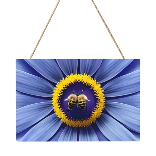 Rechteckiges Paneelgemälde mit Blumenherz, Biene, 20,3 x 30,5 cm, elegante, moderne Wanddekoration für Zuhause, um Ihren Raum zu verschönern von PEGQCVAM