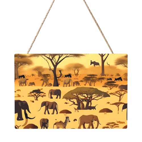 Rechteckiges Paneelgemälde mit afrikanischen Graslandtieren, 20,3 x 30,5 cm, elegante, moderne Wanddekoration für Zuhause, um Ihren Raum zu verschönern von PEGQCVAM