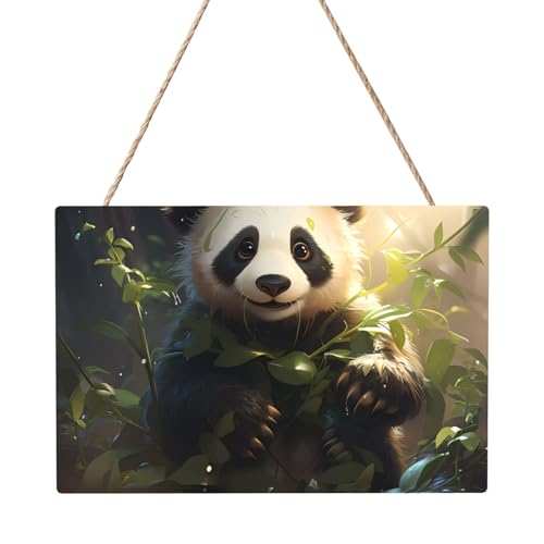 Rechteckiges Paneelgemälde mit niedlichem Panda-Motiv, 20,3 x 30,5 cm, elegante, moderne Wanddekoration für Zuhause, um Ihren Raum zu verschönern von PEGQCVAM