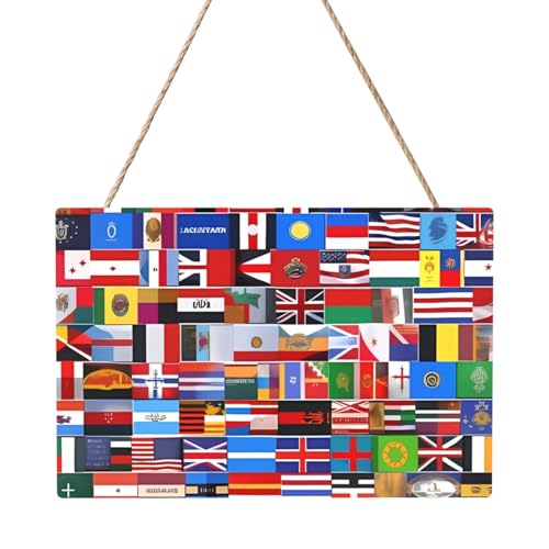 Rechteckiges Paneelgemälde mit verschiedenen Flaggen, 20,3 x 30,5 cm, elegante, moderne Wanddekoration für Ihr Zuhause, um Ihren Raum zu verschönern. von PEGQCVAM