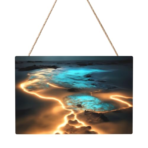 Rechteckiges Tafelgemälde mit Blick unter dem Mond, 20,3 x 30,5 cm, elegante, moderne Wanddekoration, um Ihren Raum zu verschönern. von PEGQCVAM
