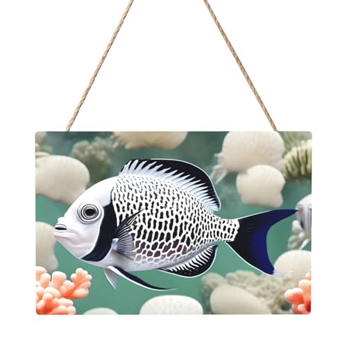 Rechteckiges Tafelgemälde mit tropischen Fischen, 20,3 x 30,5 cm, elegante, moderne Wanddekoration für Zuhause, um Ihren Raum zu verschönern von PEGQCVAM