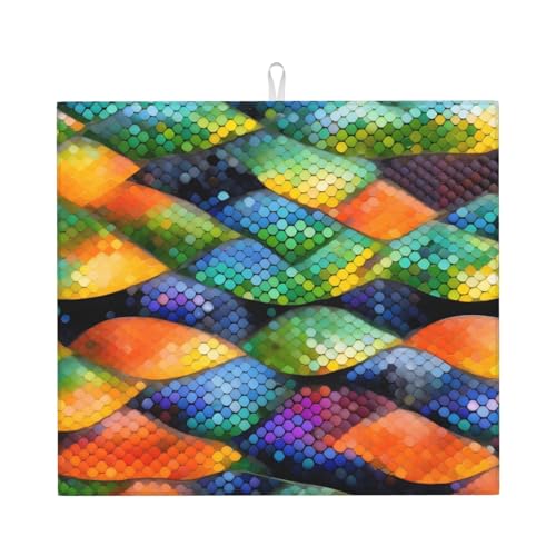 Regenbogenfischschuppen-Abtropfmatte für Küche Wasserabsorbierend, schnell trocknend, rutschfest, geeignet für Geschirr, einfach zu lagern und zu reinigen. Regenbogenfischschuppen-Abtropfmatte für Küche Wasserabsorbierend, schnell trocknend, rutschfest, geeignet für Geschirr, einfach zu lagern und zu reinigen. von PEGQCVAM