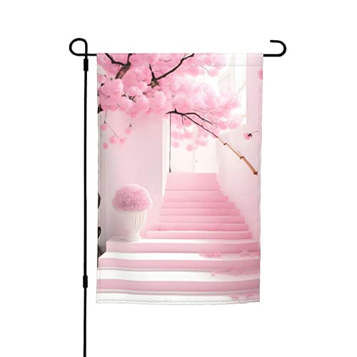 Rosa Kirschblüten-Treppen-Gartenflagge, 30,5 x 45,7 cm. Helle, doppelseitige Outdoor-Dekoration bringt Spaß in Ihren Hof. Rosa Kirschblüten-Treppen-Gartenflagge, 30,5 x 45,7 cm. Helle, doppelseitige Outdoor-Dekoration bringt Spaß in Ihren Hof. von PEGQCVAM