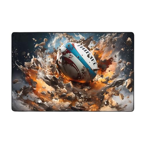 Rugby on Fire weicher Flanell-Teppich, 152,4 x 99,1 cm, rutschfester Memory-Schaum, ideal für Wohnzimmer und Büro Rugby on Fire weicher Flanell-Teppich, 152,4 x 99,1 cm, rutschfester Memory-Schaum, ideal für Wohnzimmer und Büro von PEGQCVAM