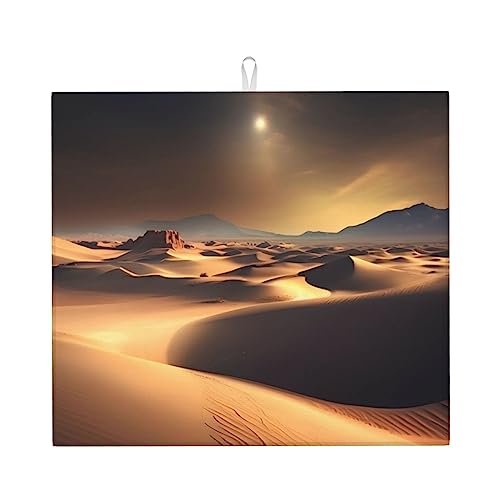 Sahara Desert Abtropfmatte für Küche Wasserabsorbierend, schnell trocknend, rutschfest, geeignet für Geschirr, einfach zu lagern und zu reinigen. von PEGQCVAM