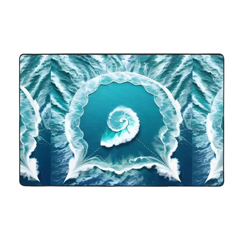 Sea of Love weicher Flanell-Teppich, 152,4 x 99,1 cm, rutschfester Memory-Schaum, ideal für Wohnzimmer und Büro von PEGQCVAM