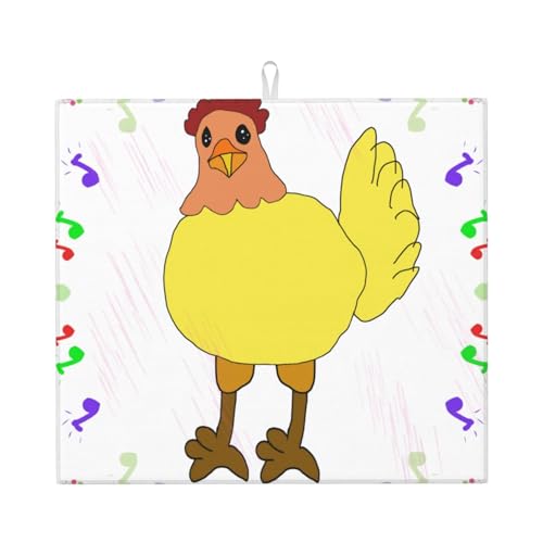 Singing Hen Abtropfmatte für Küche Wasserabsorbierend, schnell trocknend, rutschfest, geeignet für Geschirr, einfach zu lagern und zu reinigen. von PEGQCVAM