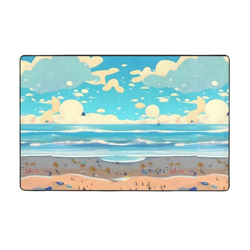 Strand-Cartoon-Flanell-Teppich, weich, 152,4 x 99,1 cm, rutschfester Memory-Schaum, ideal für Wohnzimmer und Büro. Strand-Cartoon-Flanell-Teppich, weich, 152,4 x 99,1 cm, rutschfester Memory-Schaum, ideal für Wohnzimmer und Büro. von PEGQCVAM