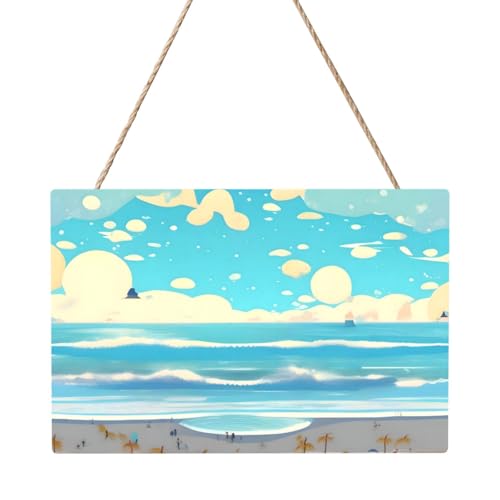 Strand-Cartoon-Motiv, rechteckig, 20,3 x 30,5 cm, elegante, moderne Wanddekoration, um Ihren Raum zu verschönern. von PEGQCVAM