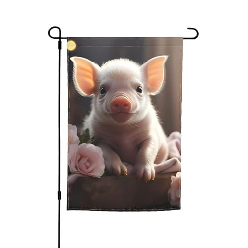 Süße Gartenflagge mit jungen Schweinen, 30,5 x 45,7 cm. Helle, doppelseitige Outdoor-Dekoration bringt Spaß in Ihren Hof. von PEGQCVAM