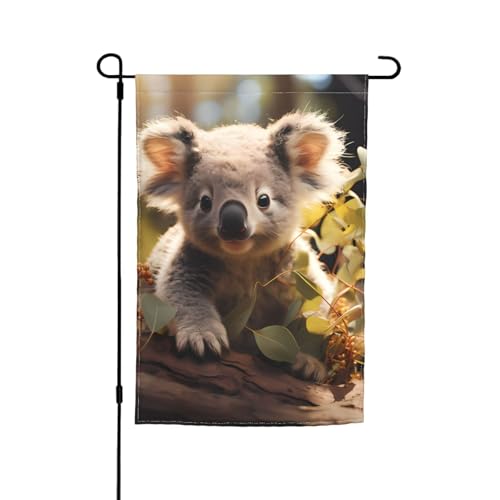 Süße Koala-Pflanzen-Gartenflagge, 30,5 x 45,7 cm. Helle, doppelseitige Outdoor-Dekoration bringt Spaß in Ihren Hof. von PEGQCVAM