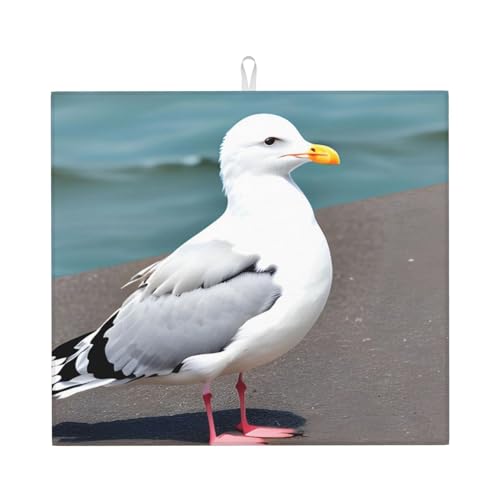 Süße Möwe Abtropfmatte für Küche Wasserabsorbierend, schnell trocknend, rutschfest, geeignet für Geschirr, einfach zu lagern und zu reinigen. von PEGQCVAM