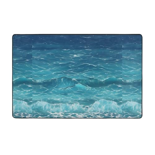 The Deep Blue Sea Weicher Flanell-Teppich, 152,4 x 99,1 cm, rutschfester Memory-Schaum, ideal für Wohnzimmer und Büro. von PEGQCVAM