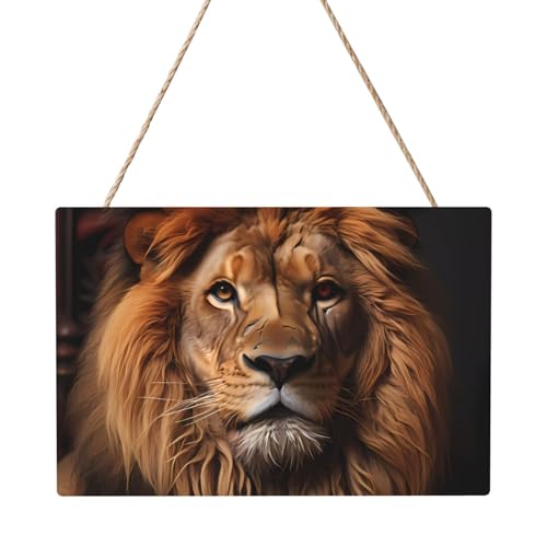 The Lion's Gaze Rechteckiges Paneelgemälde, 20,3 x 30,5 cm, elegante, moderne Wanddekoration für Zuhause, um Ihren Raum zu verschönern. von PEGQCVAM