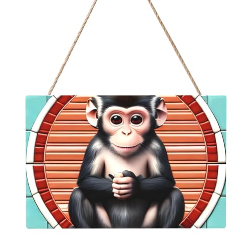 The Silent Monkey Rechteckiges Paneelgemälde 20,3 x 30,5 cm Elegante, moderne Wanddekoration für Ihr Zuhause zur Verschönerung Ihres Raumes von PEGQCVAM