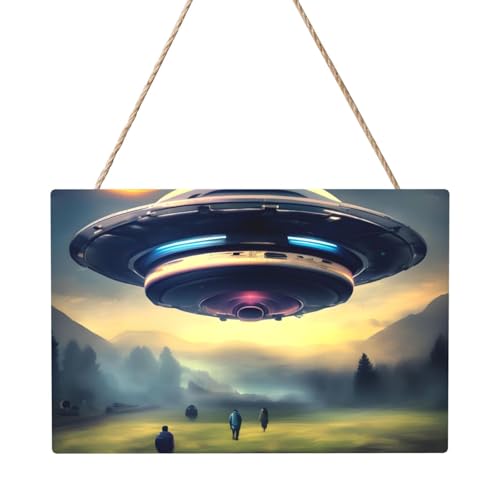UFO Landing Rechteckiges Paneelgemälde 20,3 x 30,5 cm Elegante, moderne Wanddekoration für Ihr Zuhause zur Verschönerung Ihres Raumes von PEGQCVAM