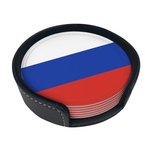 Untersetzer mit russischer Flagge, rund, 6 Stück, rutschfeste Getränkematten mit Stauraum, schützt Tische vor heißen Tassen und Wasserringen. Untersetzer mit russischer Flagge, rund, 6 Stück, rutschfeste Getränkematten mit Stauraum, schützt Tische vor heißen Tassen und Wasserringen. von PEGQCVAM
