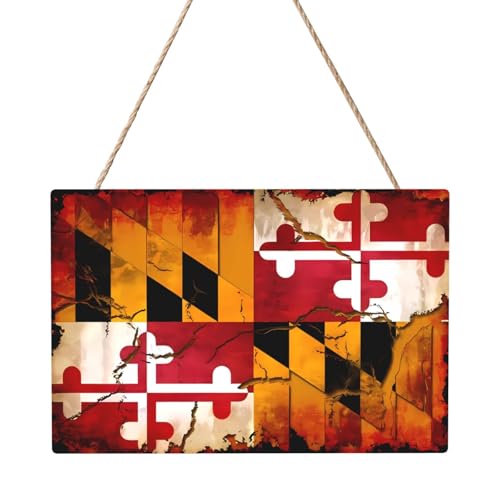 Vintage Holz Maryland Flagge Rechteckig Panel Gemälde 20,3 x 30,5 cm Elegante moderne Wanddekoration für Zuhause zur Verschönerung Ihres Raumes von PEGQCVAM