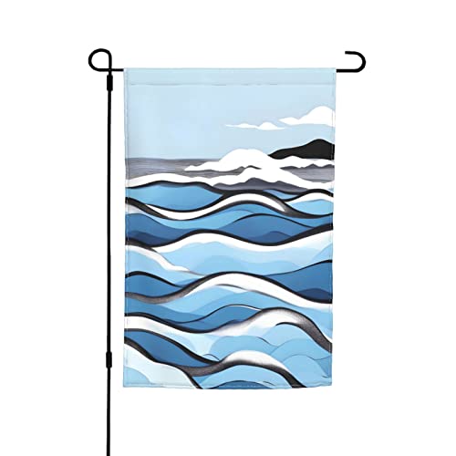 Waves Lapping At The Rocks Gartenflagge, 30,5 x 45,7 cm. Helle, doppelseitige Outdoor-Dekoration bringt Spaß in Ihren Hof. von PEGQCVAM