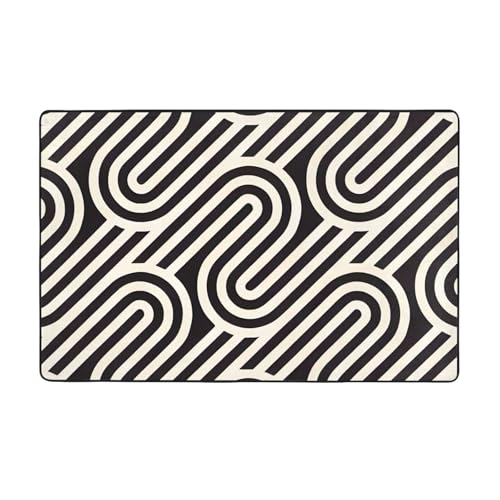 Weicher, schwarzer, gebogener Flanell-Teppich, 152,4 x 99,1 cm, rutschfester Memory-Schaum, ideal für Wohnzimmer und Büro. von PEGQCVAM