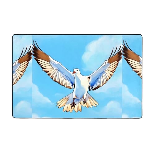 Weicher Flanell-Teppich, Motiv: Möwen im Flug, 152,4 x 99,1 cm, rutschfester Memory-Schaum, ideal für Wohnzimmer und Büro. von PEGQCVAM