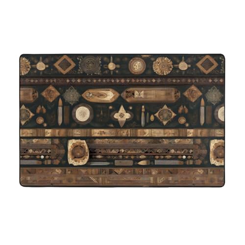Weicher Flanell-Teppich im Bohemian-Stil, 152,4 x 99,1 cm, rutschfester Memory-Schaum, ideal für Wohnzimmer und Büro. von PEGQCVAM