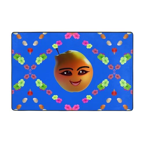 Weicher Flanell-Teppich mit Smiley-Motiv, 152,4 x 99,1 cm, rutschfester Memory-Schaum, ideal für Wohnzimmer und Büro. von PEGQCVAM