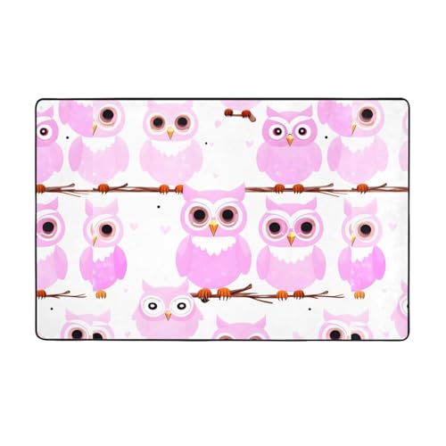Weicher Flanell-Teppich mit niedlicher Eule, 152,4 x 99,1 cm, rutschfester Memory-Schaum, ideal für Wohnzimmer und Büro. von PEGQCVAM