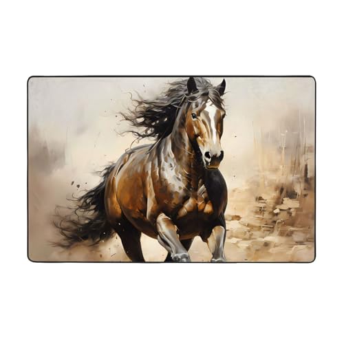 Western Horse weicher Flanell-Teppich, 152,4 x 99,1 cm, rutschfester Memory-Schaum, ideal für Wohnzimmer und Büro. von PEGQCVAM