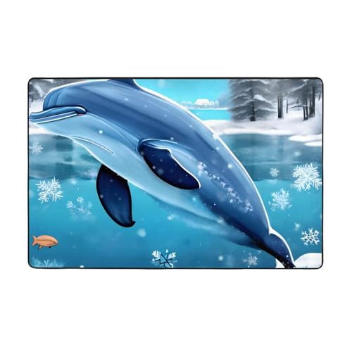 Winter The Dolphin weicher Flanell-Teppich, 152,4 x 99,1 cm, rutschfester Memory-Schaum, ideal für Wohnzimmer und Büro. Winter The Dolphin weicher Flanell-Teppich, 152,4 x 99,1 cm, rutschfester Memory-Schaum, ideal für Wohnzimmer und Büro. von PEGQCVAM