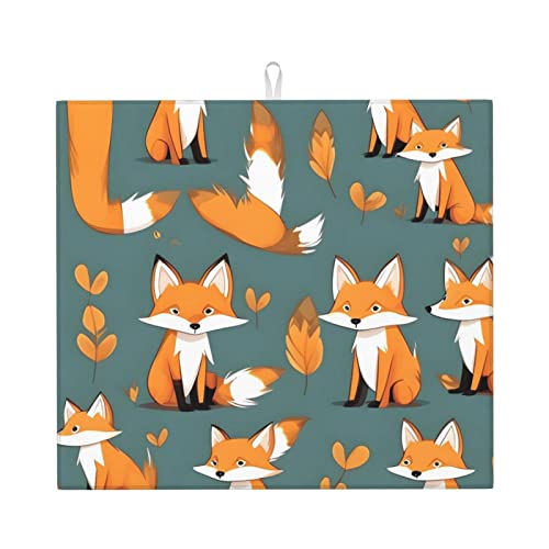 Yellow Fox Abtropfmatte für Küche Wasserabsorbierend, schnell trocknend, rutschfest, geeignet für Geschirr, einfach zu lagern und zu reinigen. von PEGQCVAM